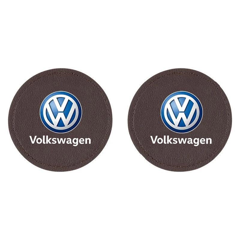 For VW 2Pcs Car Non Slip Water Cup Pad Car Rubber Mat Accessories For VW Volkswagen Golf Polo Passat Tiguan Touran Jetta Car-S
