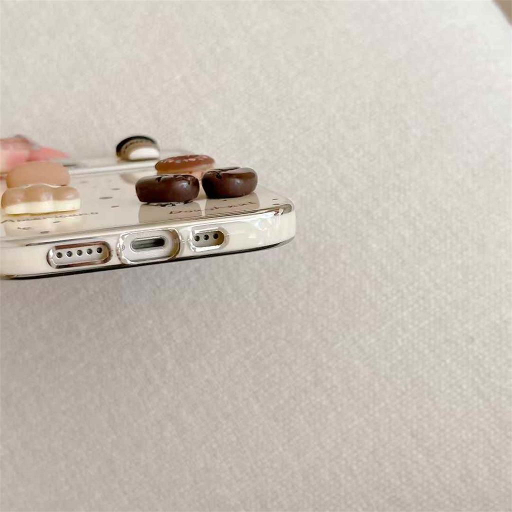 Милый 3D медведь торт кофе молоко конфеты гальванизированный чехол для телефона iPhone 16 15 14 13 12 11 Pro Max корейский мультяшный чехол