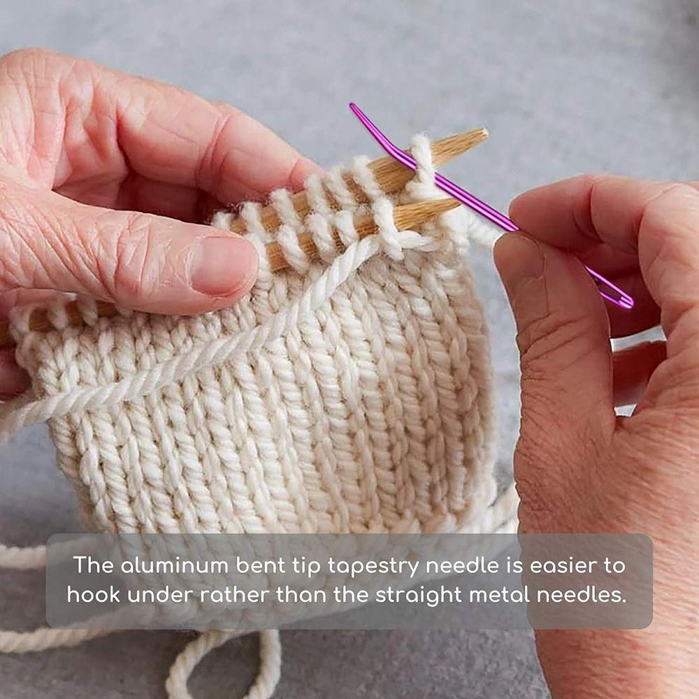 2Pcs Aluminum Bent Tip Tapestry Darning Knitting Needles Needlework Crafts Sewing Big Eye Bent Needle DIY Handicraft Accessories