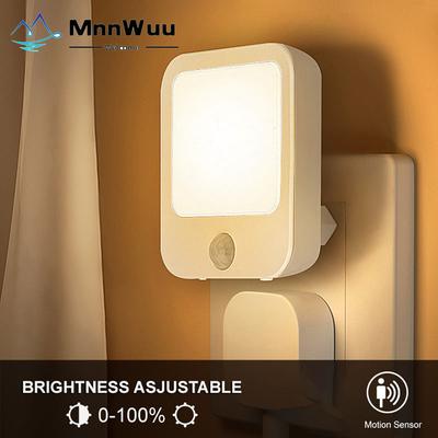 Светодиодный ночник с датчиком движения со светодиодной подсветкой, штепсельные лампы европейского/американского стандарта, детский ночник, беспроводной ночник для прикроватной тумбочки, спальни