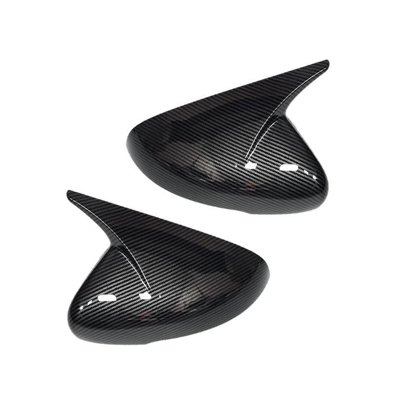 1 Pair Black Carbon Fiber Style OX Horn Side Rearview Mirror Cover Trim Fit for Kia Stinger 2018 New