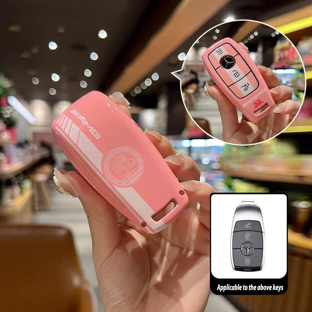 Car Sticker Car Smart Remote Key Case Cover Shell Bag For Mercedes Benz AMG A C E S G Class GLC CLE CLA W177 W205 W213 W222 X167