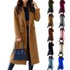 Women's Solid Color Solid Color Lapel Long Sleeve Double-breasted Woolen Coat