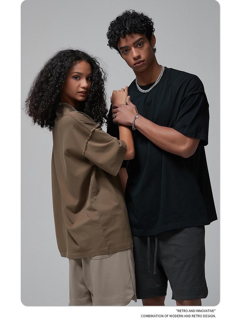 ARTIE Men's Spring/Summer 2024 Fringe Collar Street Fashion Washed Short-Sleeve T-Shirt