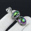 Mystic Rainbow Topaz Pendant, 925 Sterling Silver Pendant, Double Gemstone Rainbow Mystic Topaz Necklace Antique Jewelry Pendant For Gifts