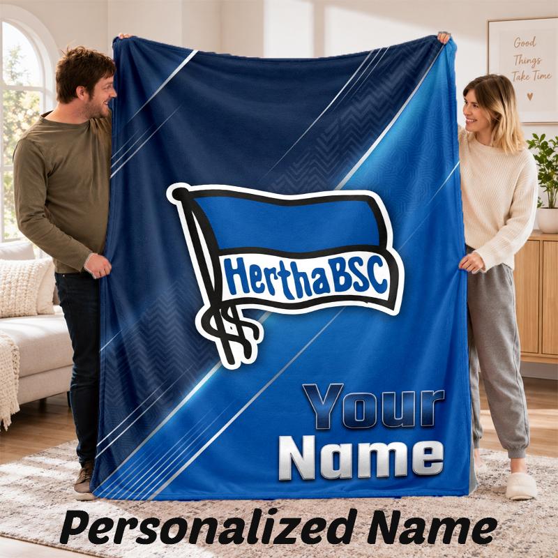 hertha bsc Personalized Flannel Blanket Custom Name Text Soft Throw Blanket Home Decor