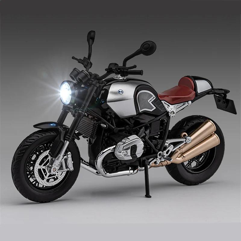 1/12 BMW R NINE T сплав ретро спортивный мотоцикл модель литой металлический уличный гоночный мотоцикл модель звуковая и световая детская игрушка подарок