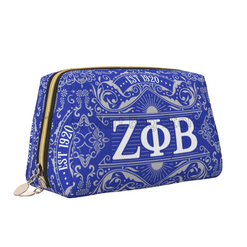 Zeta Phi Beta Принт Большая косметичка Кожаная Женская Дорожная косметичка Сумка для туалетных принадлежностей Косметички Портативная Многофункциональная сумка для хранения Подарок