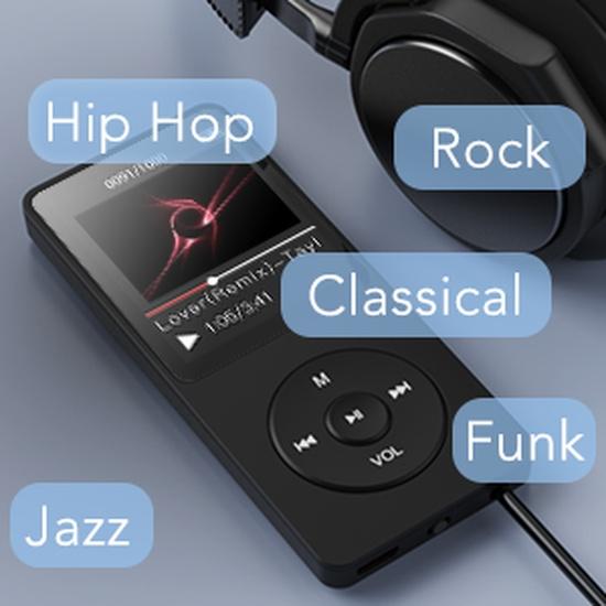 MP3 MP4 player (0GB/32GB) with Bluetooth 5.0/recording/eBook (up to 128GB with headphones) Black