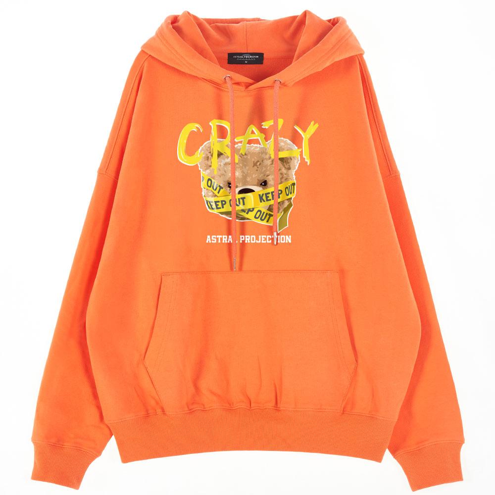 Свободная толстовка с капюшоном и спущенной линией плеча 'Crazy Bear'_Коралловый