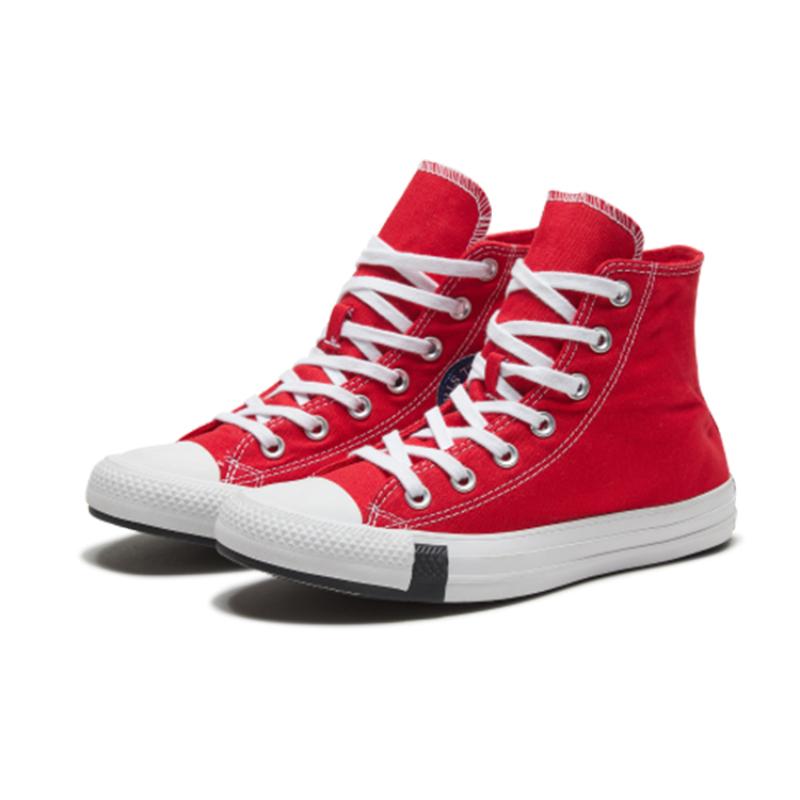 Converse Chuck Taylor All Star "Logo Play University Red" Comfortable and Stylish High-top Canvas Shoes Unisex Red and White