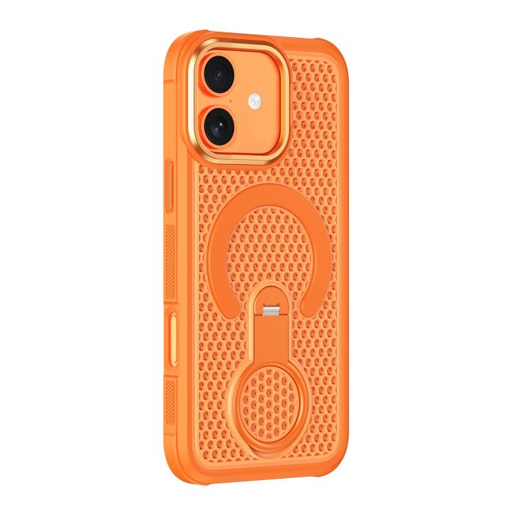Colorful Hollow‑Cut Cooling Magnetic Phone Case 360° Rotatable Ring‑Holder Anti‑Drop Protective Shell Heat‑Dissipation Cover For iPhone