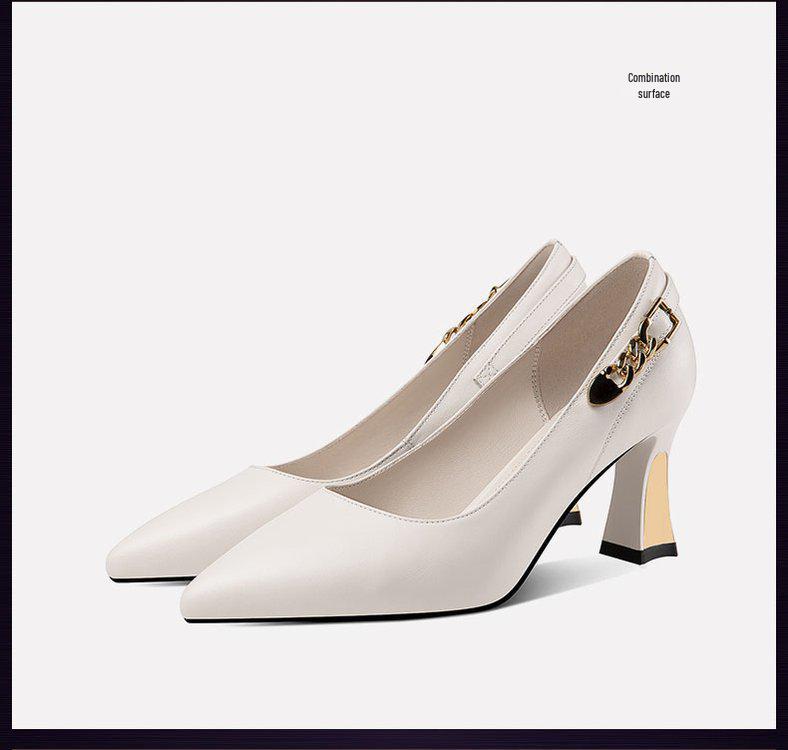 Черные кожаные туфли с острым носком и массивным каблуком - Коллекция Весна 2025: Универсальные, Профессиональные Женские Туфли на Высоком Каблуке