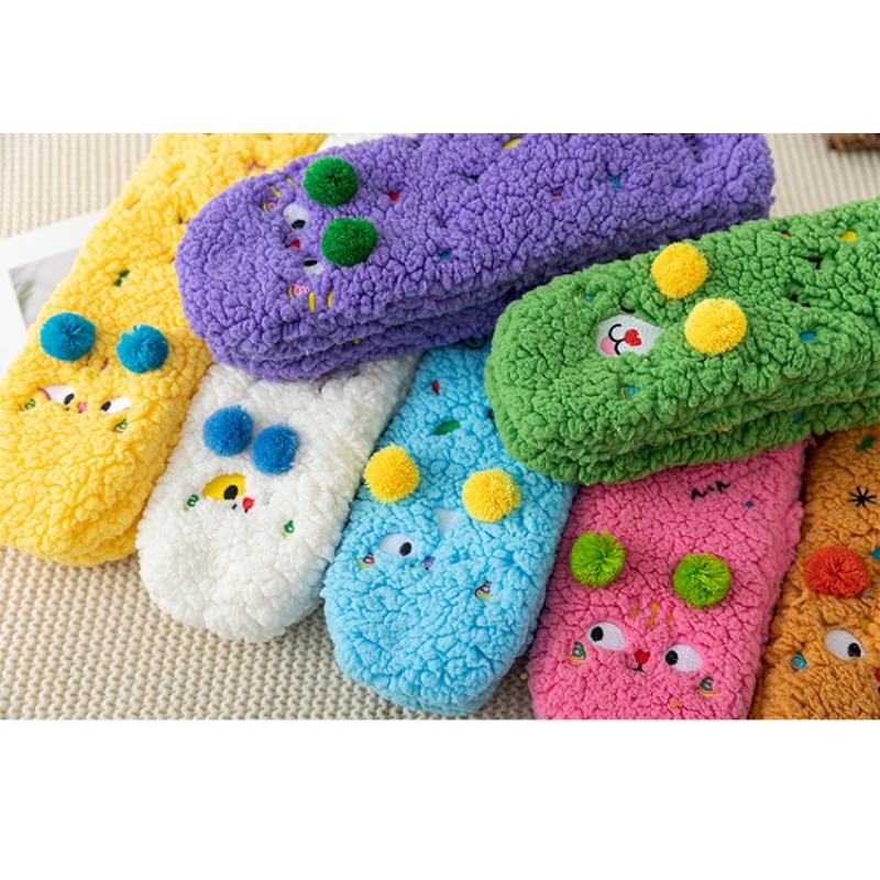 Носки из овчины для женщин, длиной до середины икры, милые домашние носки для осени и зимы, утолщенные и теплые, очень толстые носки для сна для домашнего использования