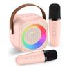 Караоке-машина для детей Мини-динамик с поддержкой Bluetooth и 2 беспроводными микрофонами Караоке-комплект со светодиодной подсветкой