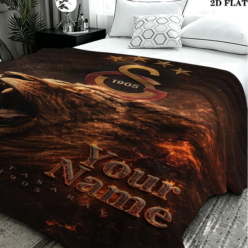 1PC Galatasaray S Custom Name Patterned Flannel Blanket Suitable For All Seasons for Home Decor Warmth and Comfort Gifts Holiday Present