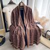 Spring And Autumn Thin Imitation Cashmere Scarf Women'S Versatile Letter Gold Line Decoration Air Conditioning Shawl Warm Thickened Scarf