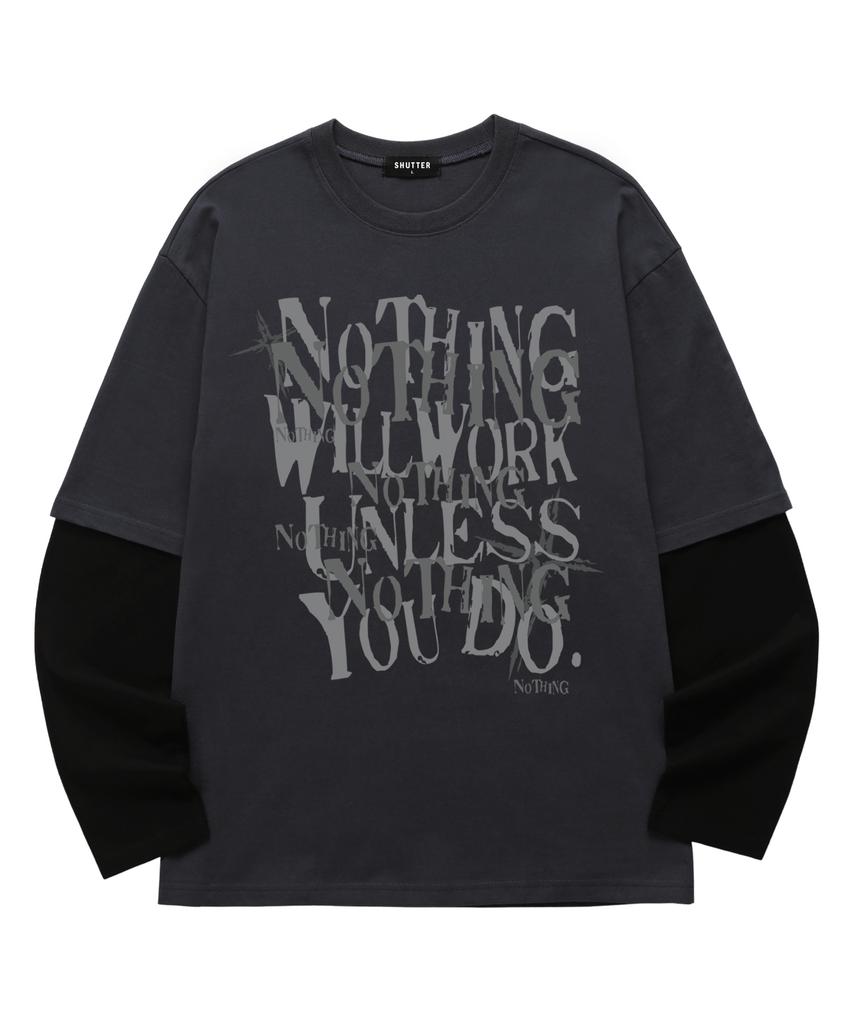 SHIRTER Многослойная Notting с длинным рукавом (Sls039) Древесный уголь