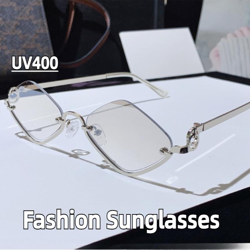 New Fashion Outdoor Uv400 Sunglasses Neutral Fashion Metal Half Frame Glasses Outdoor Uv Protection Travel Beach Sunglasses