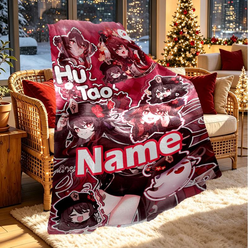 Custom Name Personalized Genshin Impact Print Blanket, Home Decor, Bedroom, Sofa, Camping, Couch, Gifts for Birthday Christmas