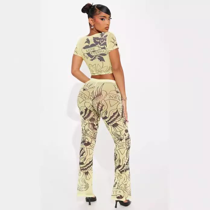 Летний повседневный костюм с коротким рукавом и принтом 2024 г.