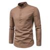 Мужская деловая рубашка Slim Fit с воротником-стойкой Легкие дышащие стильные мужские рубашки с длинным рукавом