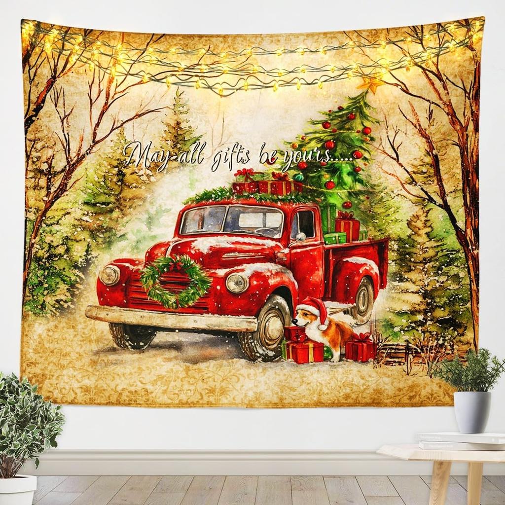 Рождественский Санта Клаус Настенный гобелен Рождественское настенное украшение Елка Настенное украшение Великолепная рождественская елка Камин Подарки