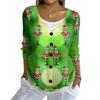 Women's Fashion Casual Knit Sweater Button-Up Christmas Print Cardigan Jacket