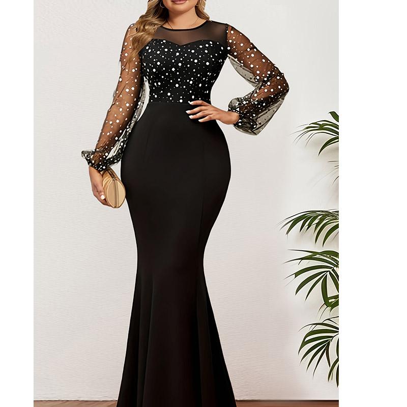Женское осеннее облегающее платье макси с длинным рукавом, сексуальное облегающее платье с круглым вырезом, вечернее платье с пайетками в стиле пэчворк