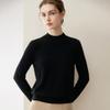 Women's 100% Pure Cashmere Half-High Neck Sweater – Versatile Long Sleeve Knitwear for Autumn/Winter Fashion