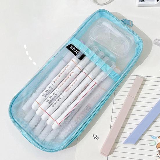 Простой сетчатый тканевый пенал, дышащий, компактный размер, большая емкость, прозрачная сетка, дизайн для хранения