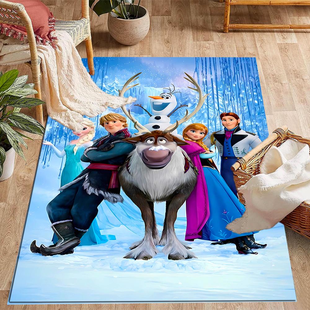 Frozen Adventure Disney Cartoon Theme Anti-Slip Rug - Polyester, Home Decor, Suitable for Bedrooms, Living Rooms, Doorways, and Studios
