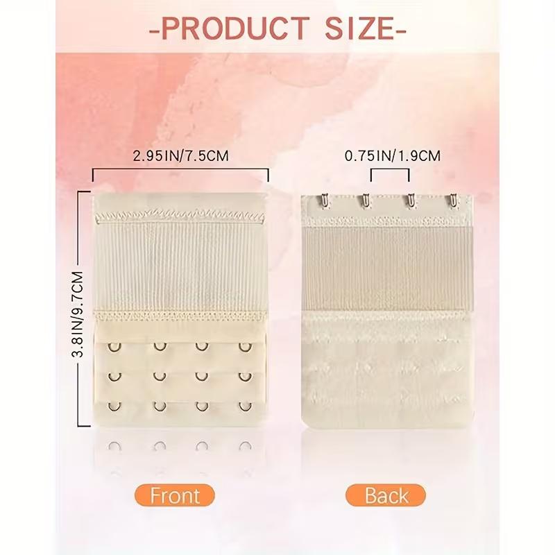 Bra Extender 4-Pack, 3-Row 4-Hook Adjustable Design, Solution for Tight Bras - Beige & Black