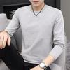 Men Top Solid Color Long Sleeve Round Neck Tee for Daily Wear Mid Length Lightweight Material Casual Style Sport Bottoming T-shirt