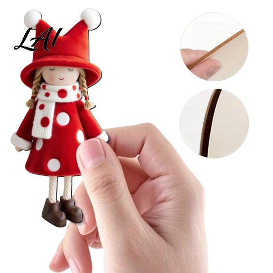 Natural Wood Craft Decor Red And White Doll Hanging Pendants for Christmas Tree Decorative Wooden Girls Festive Party Supplies Ornament Seasonal