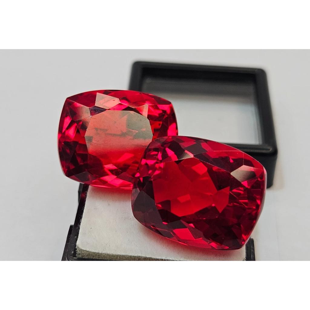Red Ruby Earring Making Natural 50+ Ct Cushion Cut Pair Beautiful Gemstone