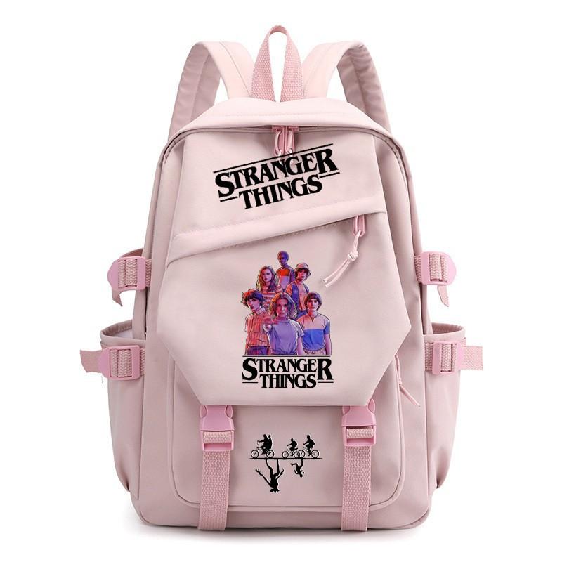 Рюкзак с принтом Stranger Things для подростков Школьная сумка Модный Большая вместимость Легкий Прочный