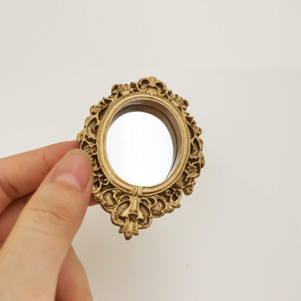 Doll House Decor Baroque Elegant Mini Victorian Dollhouse Mirror Miniature Ornament Furniture