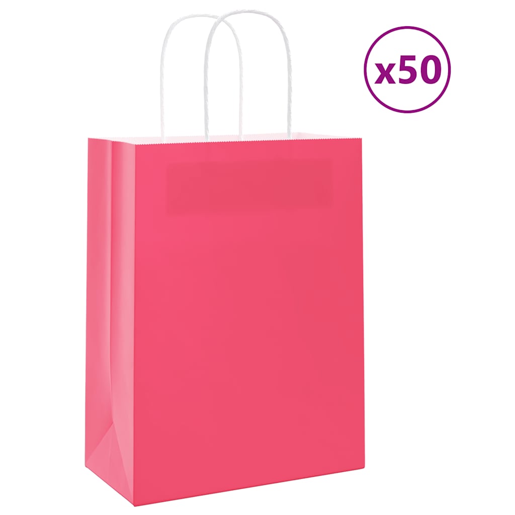 Paper Carrier Bags 50 pcs with Handles Pink 21 x 11 x 28 cm