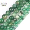 Wholesale Smooth Green Striated Agata Onyx Round Stone Beads For Jewelry Making 15.5 Inches Pick Size 4 6 8 10 12 Mm -F00066