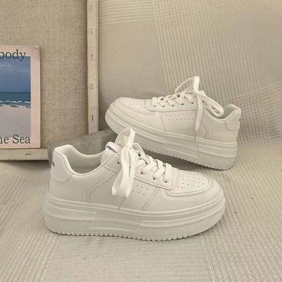 Туфли с толстой подошвой Muffin, весенние и осенние, повседневные, для спорта, для увеличения роста, белые туфли