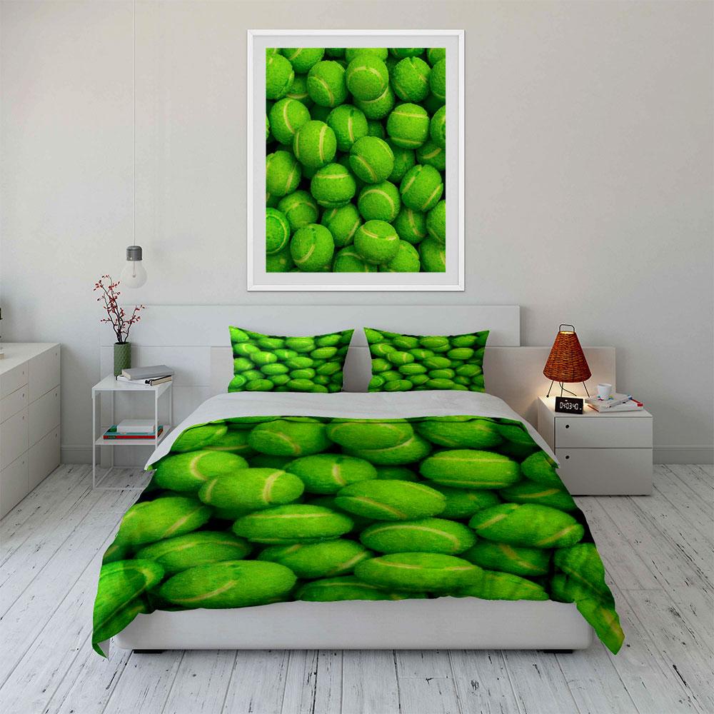 "Pet Tennis Ball Toy Set" Bedding Set with 1 Duvet Cover 2 Pillowcases Single Double King Queen, Gift