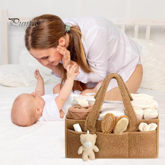 Корзина для хранения детских подгузников, органайзер с ручкой, большая вместимость, несколько отделений, контейнер для принадлежностей для новорожденных