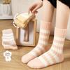 Носки из искусственной шерсти, детские зимние носки средней длины, утолщенные, теплые, в полоску, носки Ins Wind Moon, плюшевые, для сна