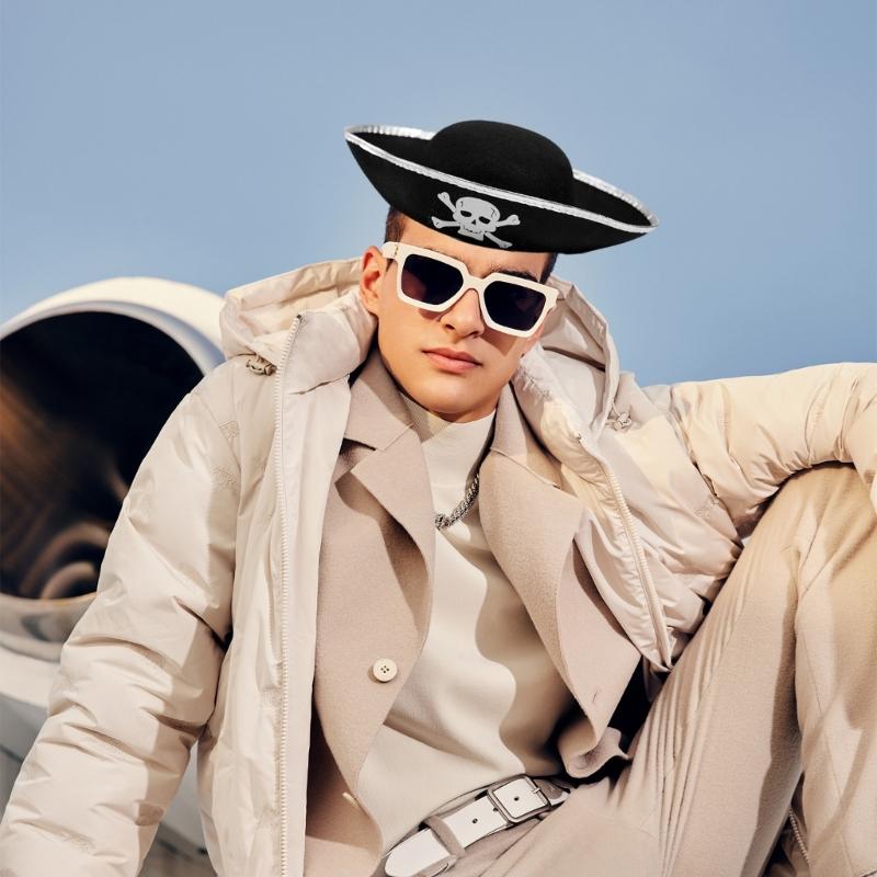 Vintage Triangular Hat with Roll Up Brim Halloween Banquet Party Pirate Hat for Girls Festival Theatrical Performances