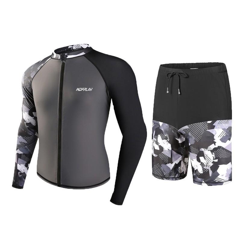 Mens Rash Guard Set UV Protection Long Sleeve Swimwear Surfing Snorkeling Diving Water Sports
