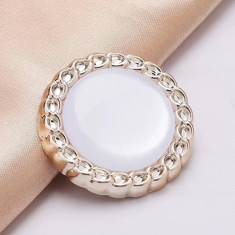 10PCS Gemstone Shank Buttons 11mm Round Metal Glossy Gem Buttons Woman Skirt Coat Buttons Multiple Colors