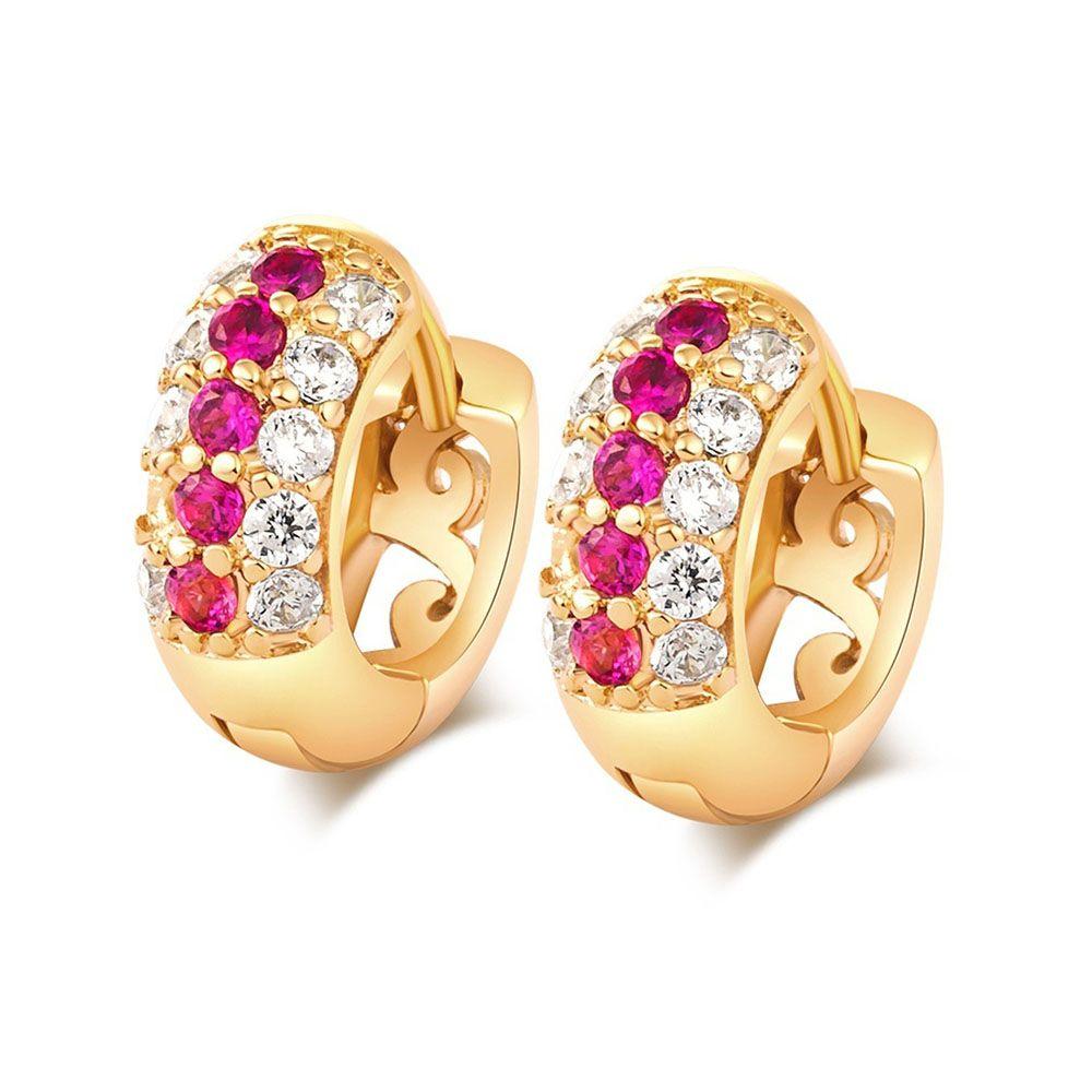 Elegant Stylish Pierced Fashion Gold Plated Gift Gems Jewelry Hoop Earrings for Women Earrings