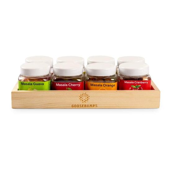Goosebumps Pickles Goosebumps Premium Festive Gift Pack |Assorted Masala Fruit Collections|Festival Gift Hamper Wooden Tray Combo,480G