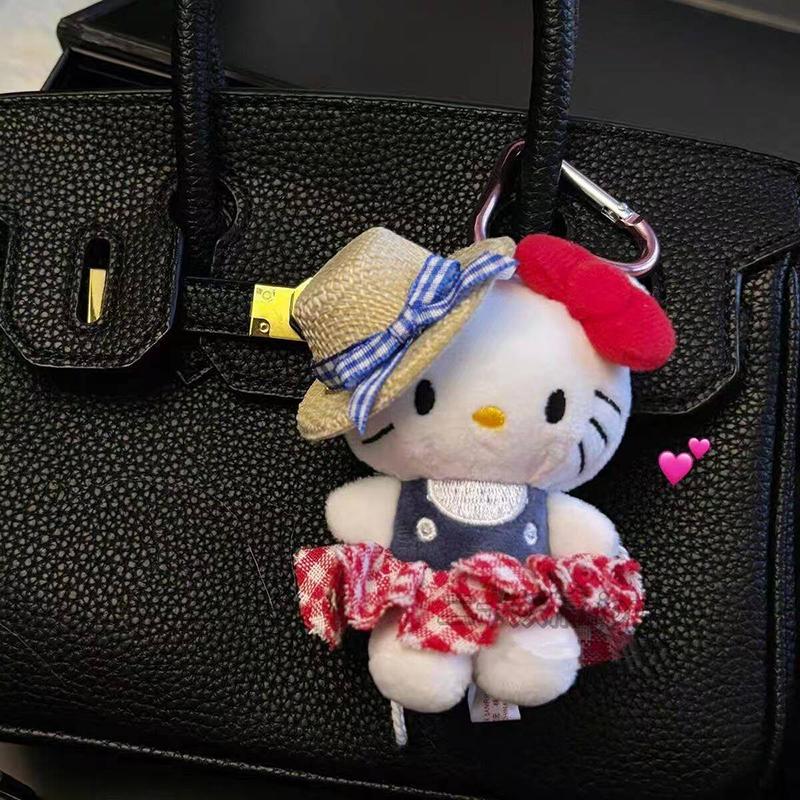 Winter Plush HelloKitty Keychain Scarf Kitty Dress Up Girl Birthday Gift Angel Shaped Kitty Cat Pendant Car Decoration Xmas Gift